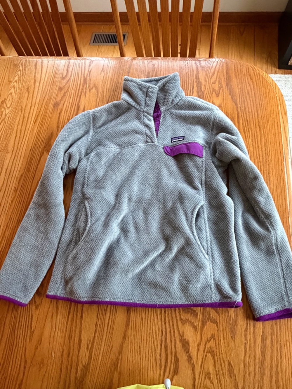 Patagonia Gray Fleece Jacket with Purple Trim